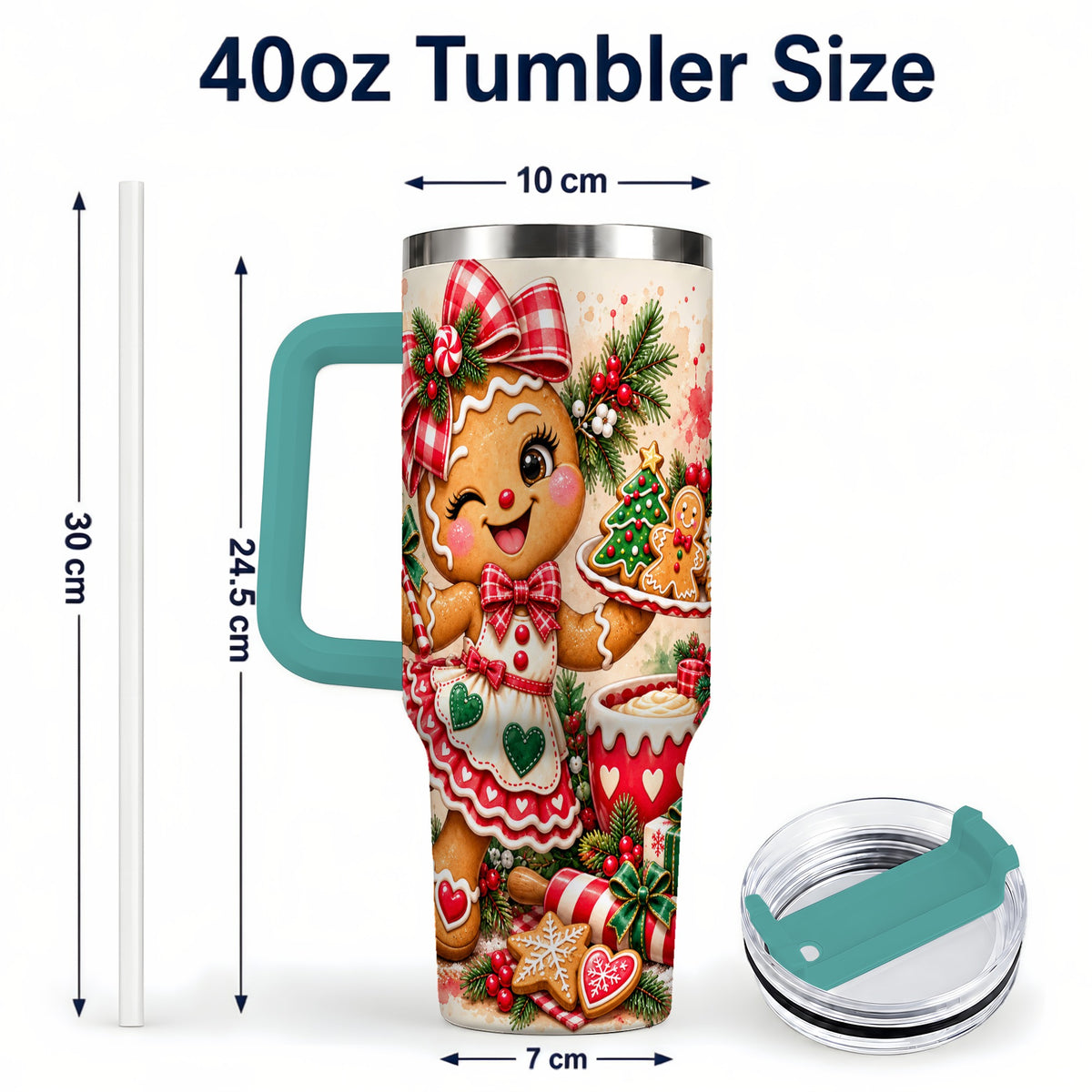 #pl[40oz|Green] Baker Tumbler 40oz, Christmas Tumbler, Stainless Steel Travel Cup