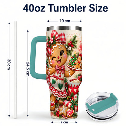 #pl[40oz|Green] Baker Tumbler 40oz, Christmas Tumbler, Stainless Steel Travel Cup
