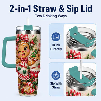 #pl[40oz|Green] Baker Tumbler 40oz, Christmas Tumbler, Stainless Steel Travel Cup