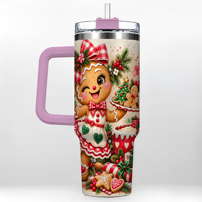 #pl[40oz|Pink] Baker Tumbler 40oz, Christmas Tumbler, Stainless Steel Travel Cup