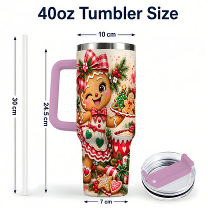 #pl[40oz|Pink] Baker Tumbler 40oz, Christmas Tumbler, Stainless Steel Travel Cup