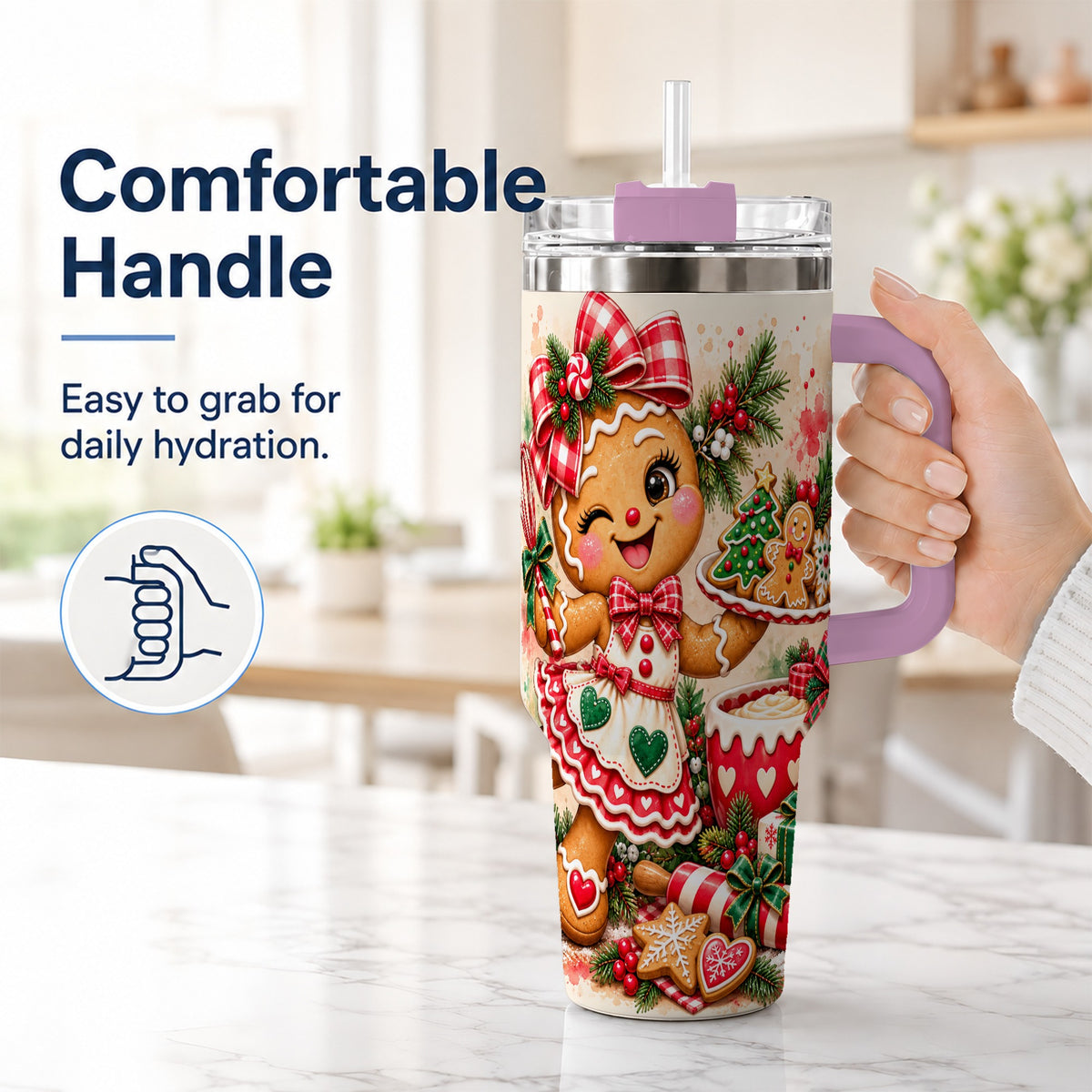 #pl[40oz|Pink] Baker Tumbler 40oz, Christmas Tumbler, Stainless Steel Travel Cup
