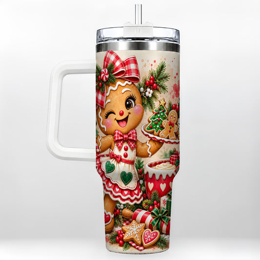Baker Tumbler 40oz, Christmas Tumbler, Stainless Steel Travel Cup