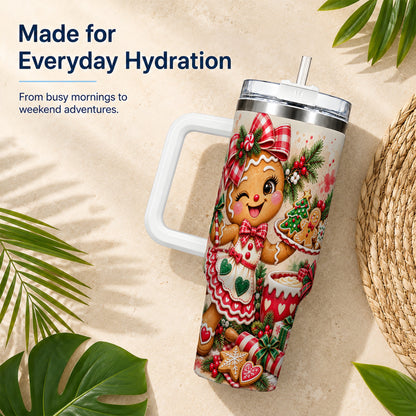Baker Tumbler 40oz, Christmas Tumbler, Stainless Steel Travel Cup