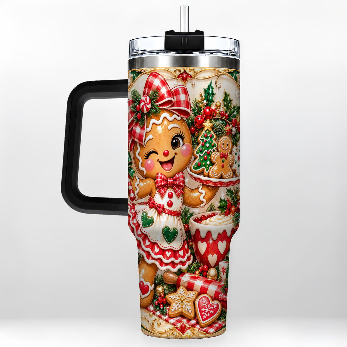 #pl[40oz|Black] Baker Tumbler 40oz, Holiday Tumbler, Stainless Steel Travel Cup