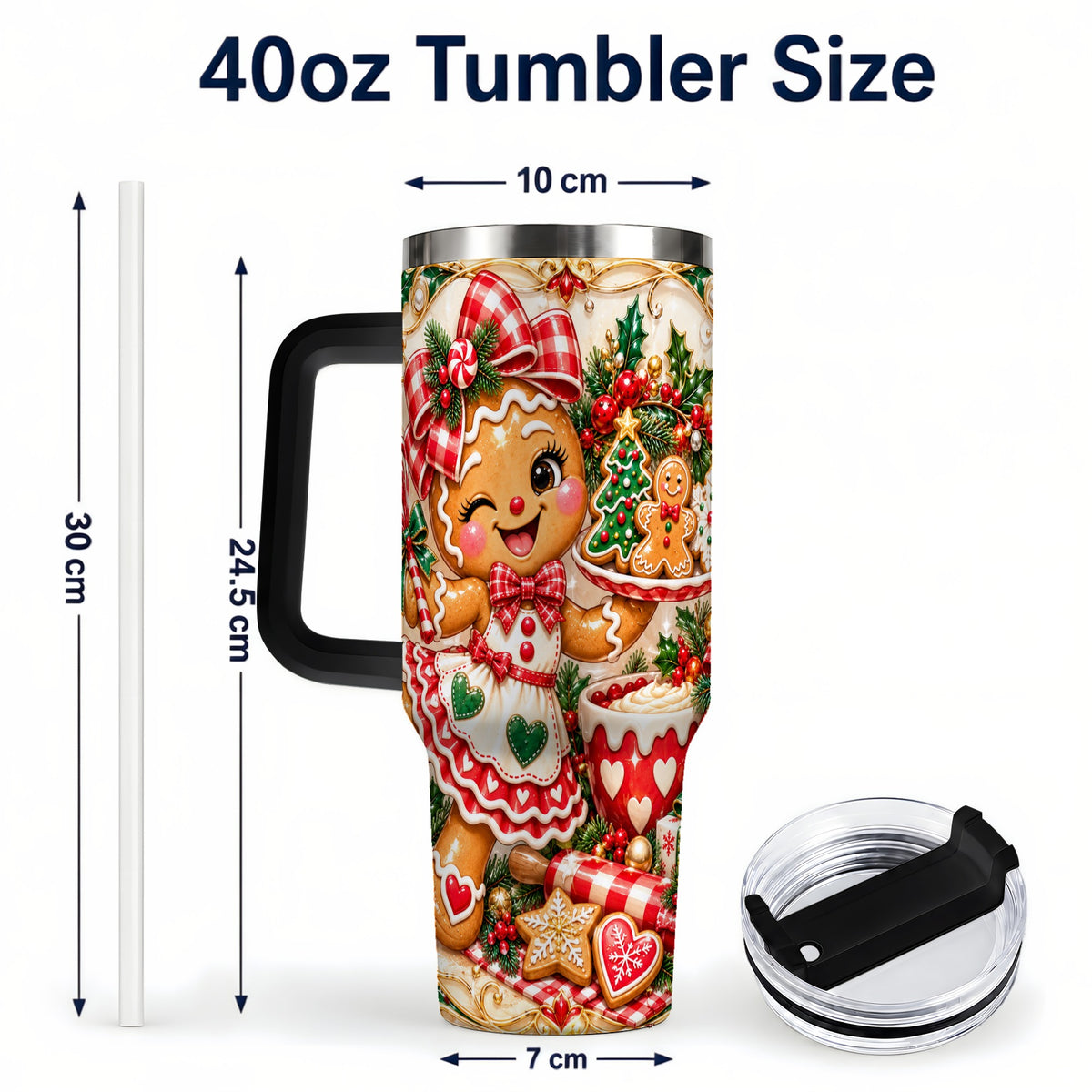 #pl[40oz|Black] Baker Tumbler 40oz, Holiday Tumbler, Stainless Steel Travel Cup