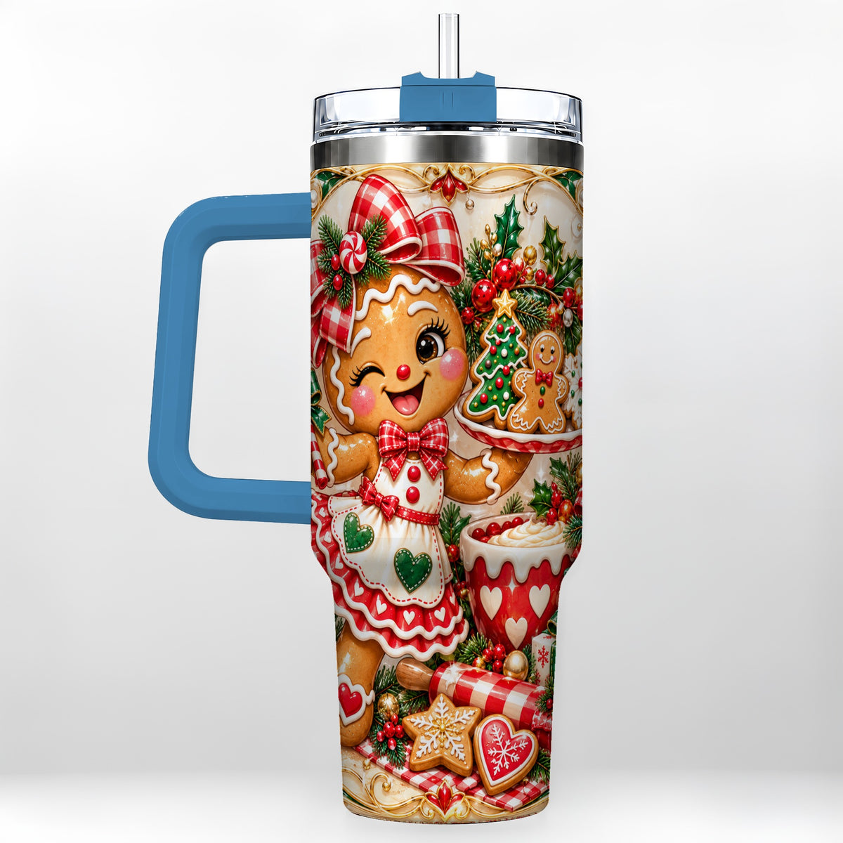 #pl[40oz|Blue] Baker Tumbler 40oz, Holiday Tumbler, Stainless Steel Travel Cup