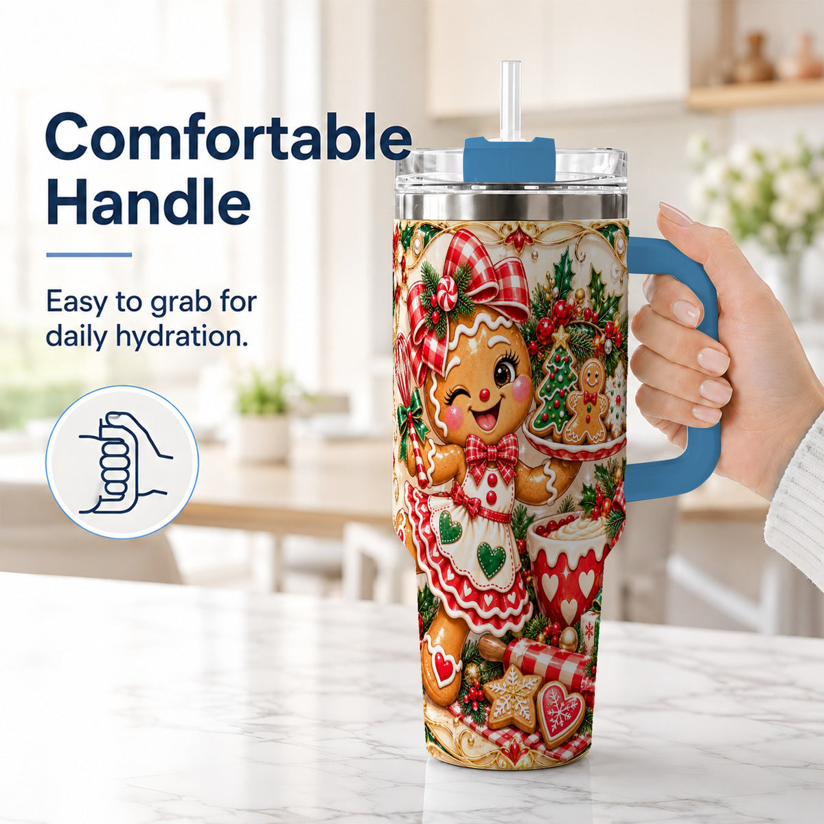#pl[40oz|Blue] Baker Tumbler 40oz, Holiday Tumbler, Stainless Steel Travel Cup