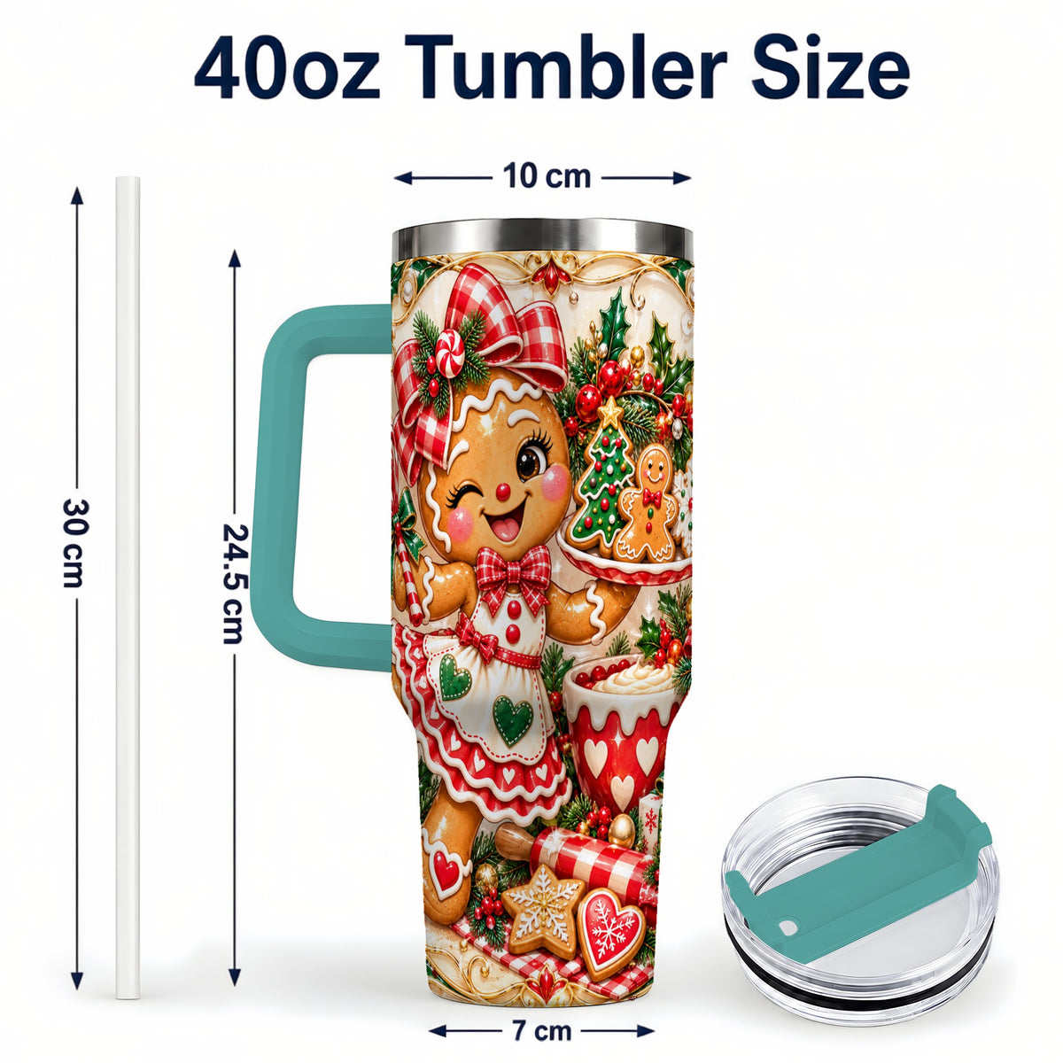 #pl[40oz|Green] Baker Tumbler 40oz, Holiday Tumbler, Stainless Steel Travel Cup