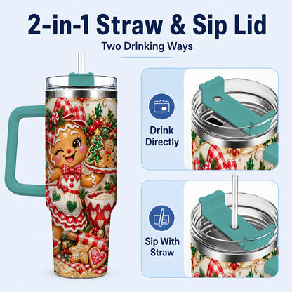 #pl[40oz|Green] Baker Tumbler 40oz, Holiday Tumbler, Stainless Steel Travel Cup