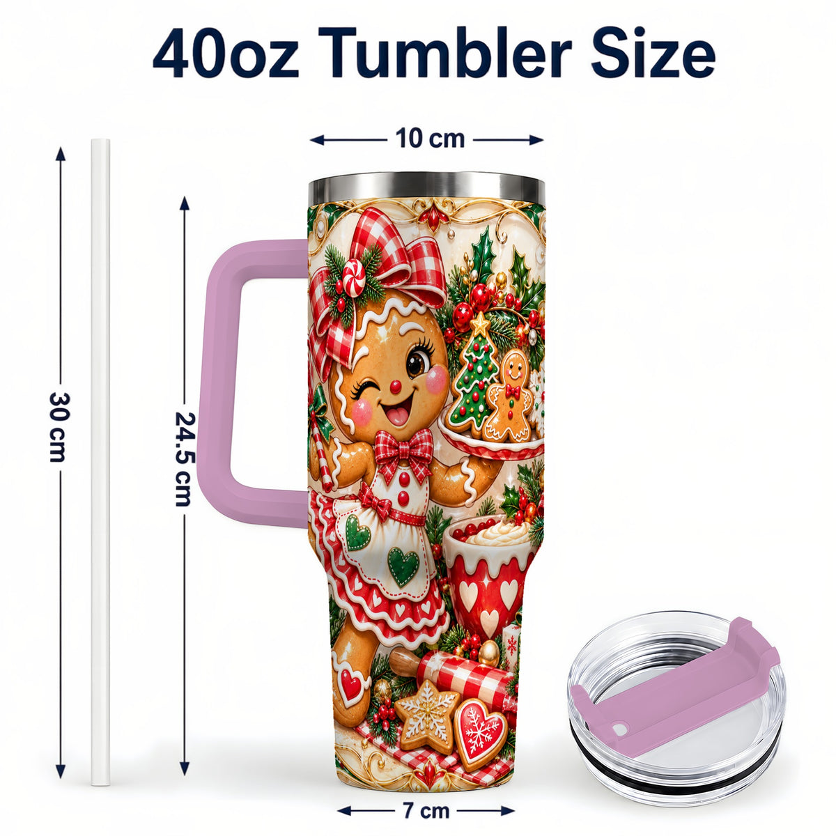 #pl[40oz|Pink] Baker Tumbler 40oz, Holiday Tumbler, Stainless Steel Travel Cup