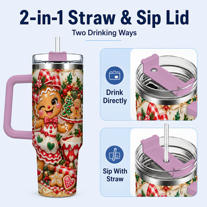 #pl[40oz|Pink] Baker Tumbler 40oz, Holiday Tumbler, Stainless Steel Travel Cup