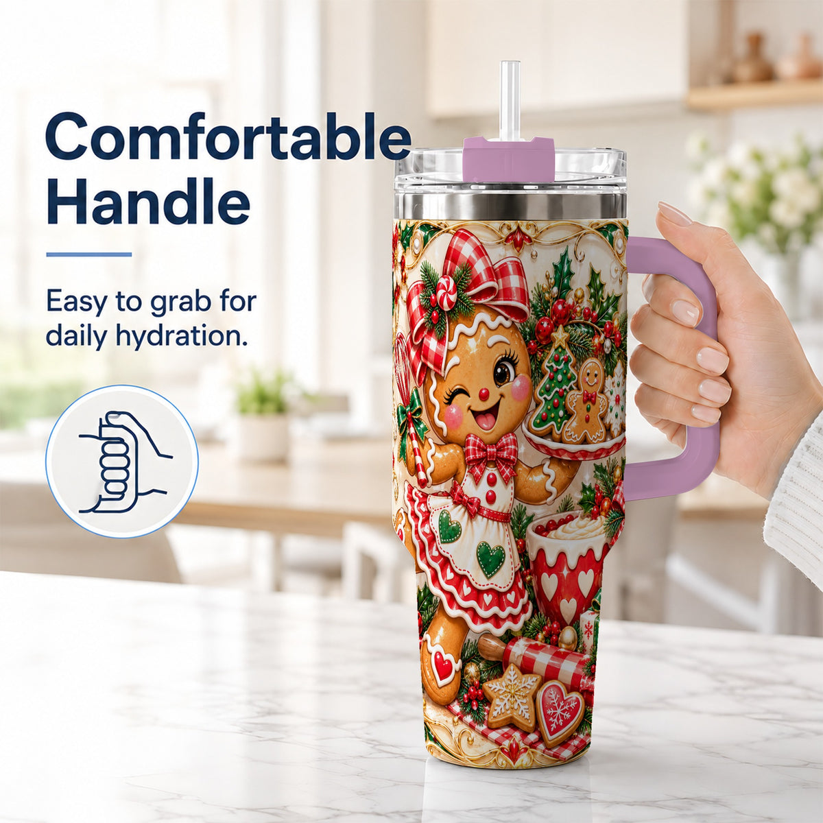 #pl[40oz|Pink] Baker Tumbler 40oz, Holiday Tumbler, Stainless Steel Travel Cup