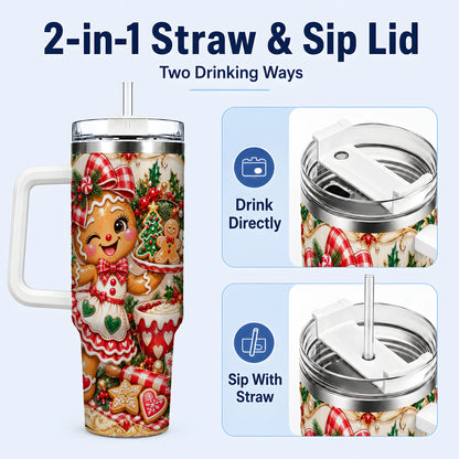#pl[40oz|White] Baker Tumbler 40oz, Holiday Tumbler, Stainless Steel Travel Cup