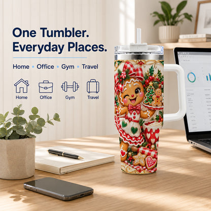 Baker Tumbler 40oz, Holiday Tumbler, Stainless Steel Travel Cup