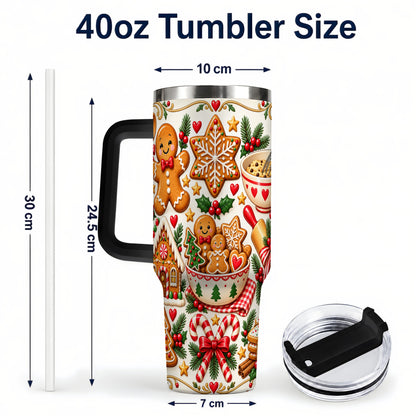 #pl[40oz|Black] Baking Tumbler 40oz, Gingerbread Tumbler, Stainless Steel Travel Cup