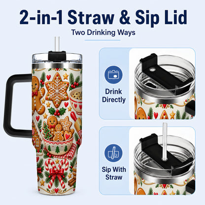 #pl[40oz|Black] Baking Tumbler 40oz, Gingerbread Tumbler, Stainless Steel Travel Cup