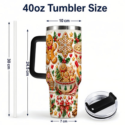 #pl[40oz|Black] Gingerbread Baking Tumbler 40oz, Cookie Tumbler, Steel Travel Cup