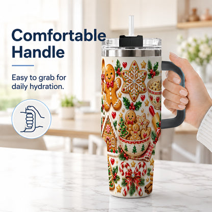 #pl[40oz|Black] Gingerbread Baking Tumbler 40oz, Cookie Tumbler, Steel Travel Cup