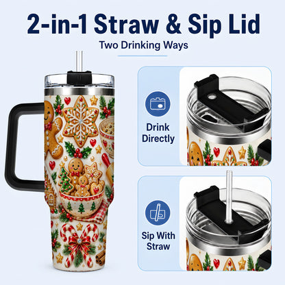 #pl[40oz|Black] Gingerbread Baking Tumbler 40oz, Cookie Tumbler, Steel Travel Cup