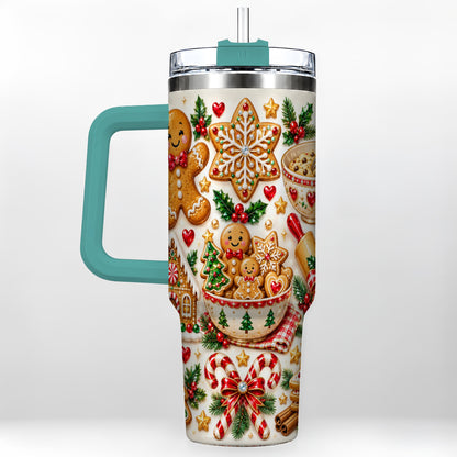 #pl[40oz|Green] Gingerbread Baking Tumbler 40oz, Cookie Tumbler, Steel Travel Cup