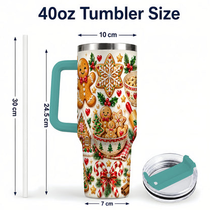 #pl[40oz|Green] Gingerbread Baking Tumbler 40oz, Cookie Tumbler, Steel Travel Cup