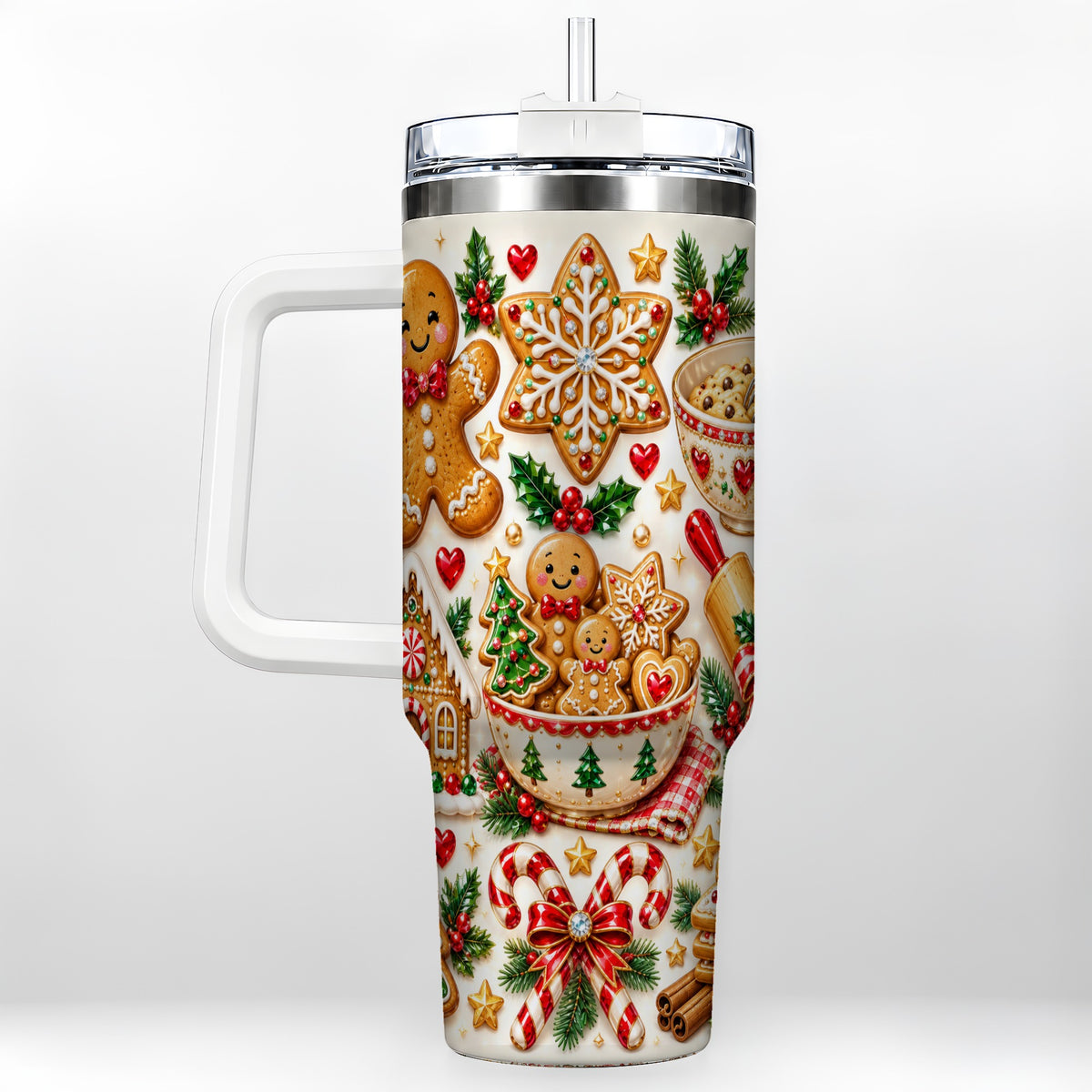 Gingerbread Baking Tumbler 40oz, Cookie Tumbler, Steel Travel Cup