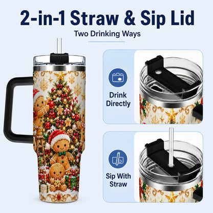 #pl[40oz|Black] Gingerbread Family Tumbler 40oz, Holiday Tumbler, Steel Travel Cup