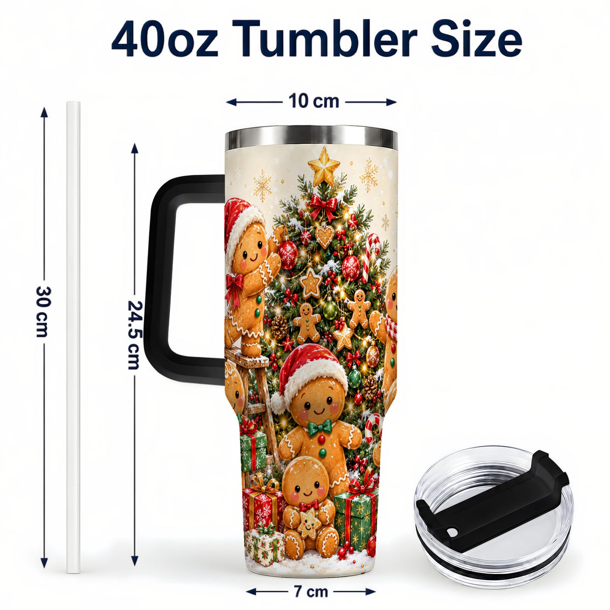 #pl[40oz|Black] Gingerbread Family Tumbler 40oz, Festive Tumbler, Steel Travel Cup