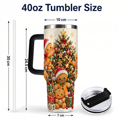 #pl[40oz|Black] Gingerbread Family Tumbler 40oz, Festive Tumbler, Steel Travel Cup