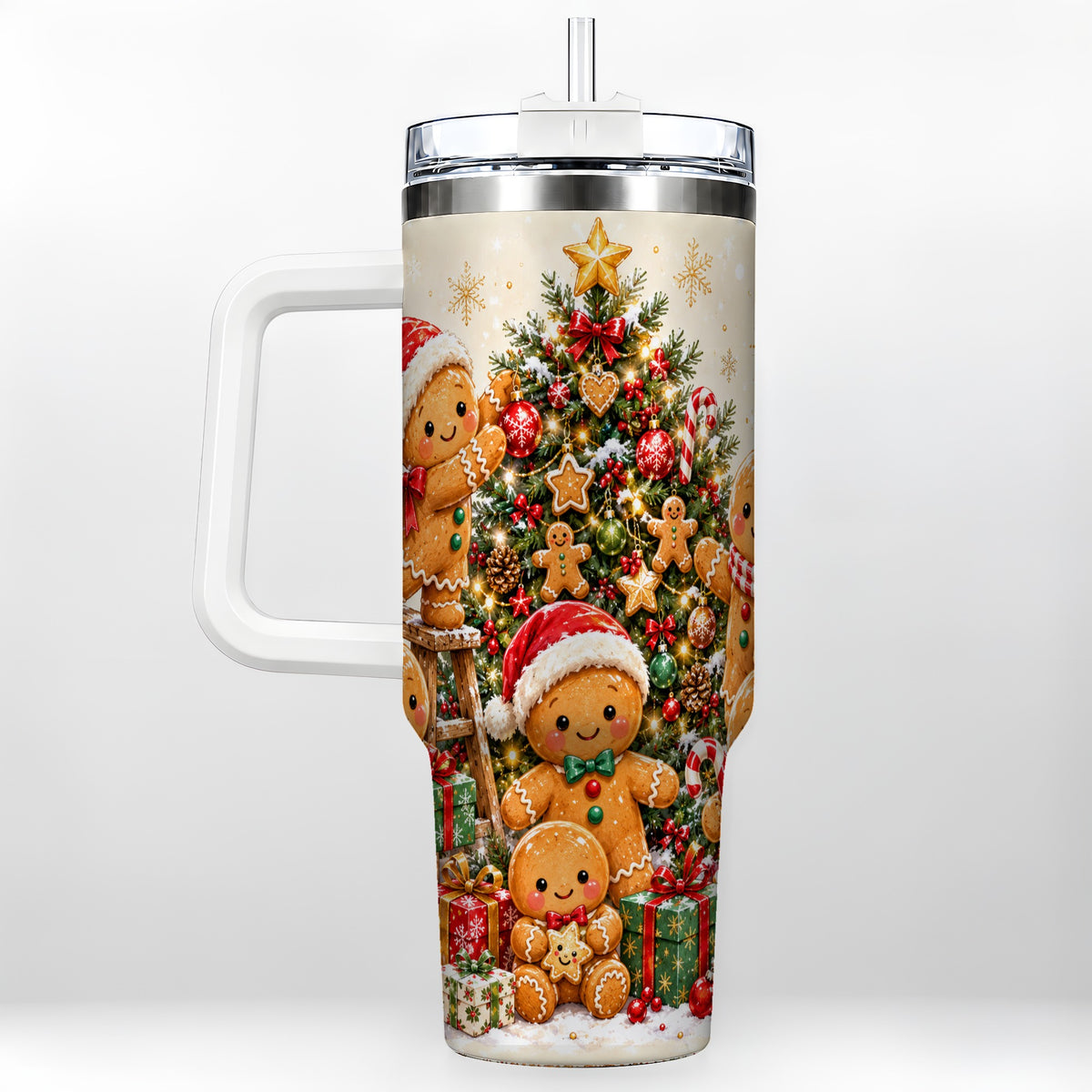 Gingerbread Family Tumbler 40oz, Festive Tumbler, Steel Travel Cup
