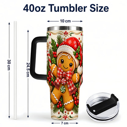 #pl[40oz|Black] Gingerbread Girl Tumbler 40oz, Candy Cane Tumbler, Steel Travel Cup