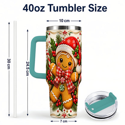 #pl[40oz|Green] Gingerbread Girl Tumbler 40oz, Candy Cane Tumbler, Steel Travel Cup