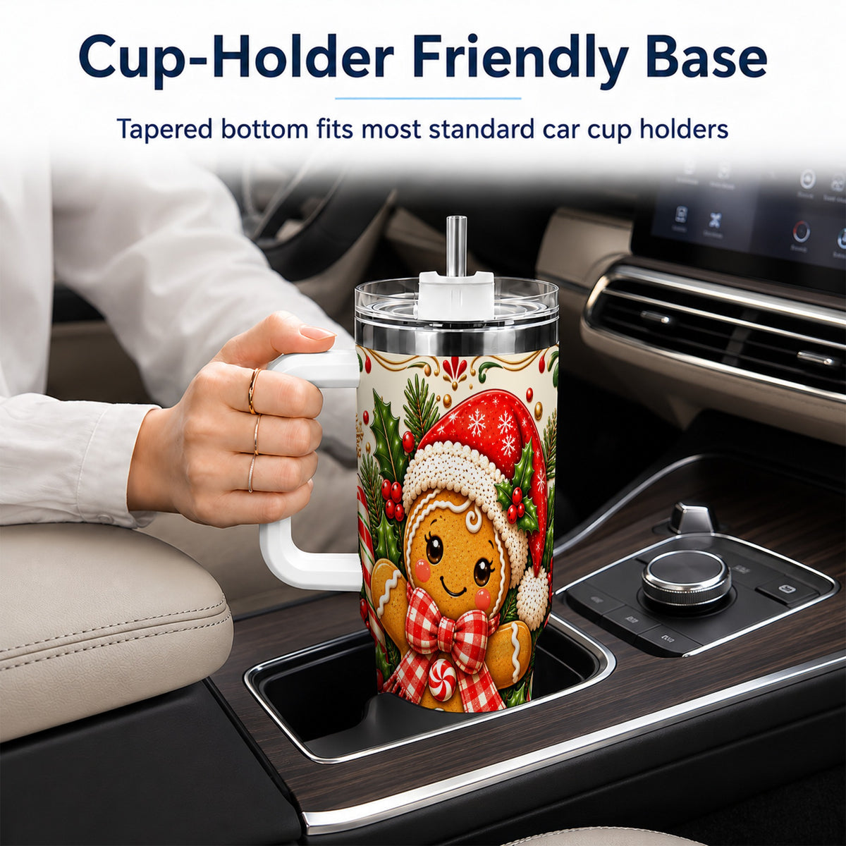 Gingerbread Girl Tumbler 40oz, Candy Cane Tumbler, Steel Travel Cup