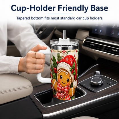 Gingerbread Girl Tumbler 40oz, Candy Cane Tumbler, Steel Travel Cup