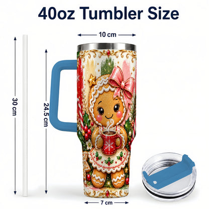 #pl[40oz|Blue] Gingerbread Girl Tumbler 40oz, Holiday Tumbler, Stainless Steel Travel Cup