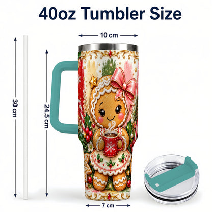 #pl[40oz|Green] Gingerbread Girl Tumbler 40oz, Holiday Tumbler, Stainless Steel Travel Cup