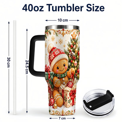 #pl[40oz|Black] Cozy Gingerbread 40oz Tumbler with Handle, Christmas Travel Cup