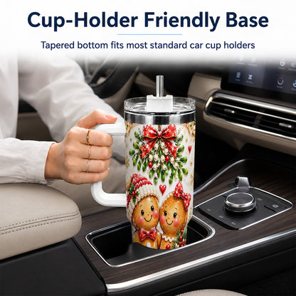 Gingerbread Couple 40oz Tumbler with Handle, Mistletoe Travel Cup
