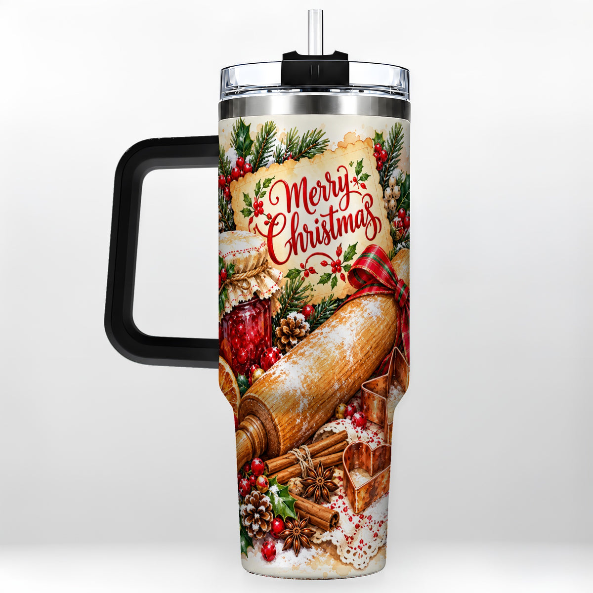 #pl[40oz|Black] Christmas Baking 40oz Tumbler, Cookie Tumbler, Stainless Steel Travel Cup