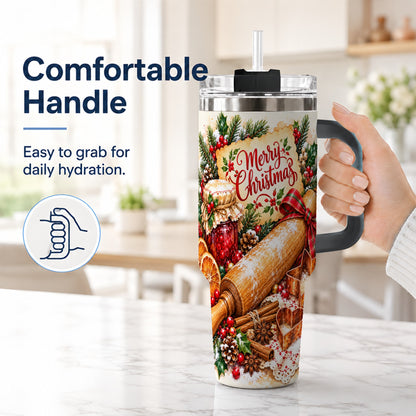 #pl[40oz|Black] Christmas Baking 40oz Tumbler, Cookie Tumbler, Stainless Steel Travel Cup