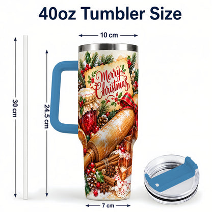 #pl[40oz|Blue] Christmas Baking 40oz Tumbler, Cookie Tumbler, Stainless Steel Travel Cup