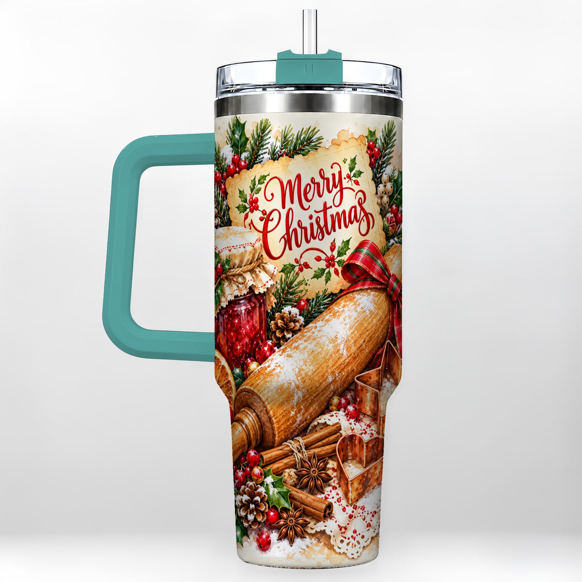 #pl[40oz|Green] Christmas Baking 40oz Tumbler, Cookie Tumbler, Stainless Steel Travel Cup