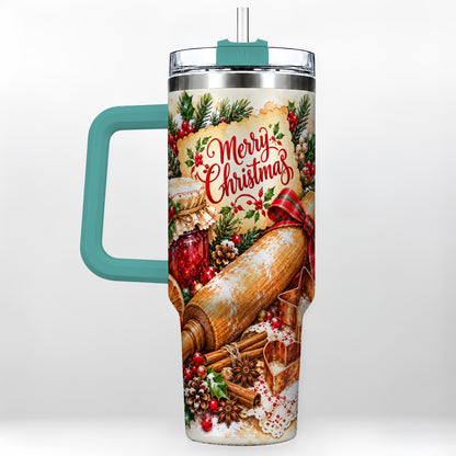 #pl[40oz|Green] Christmas Baking 40oz Tumbler, Cookie Tumbler, Stainless Steel Travel Cup