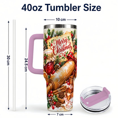 #pl[40oz|Pink] Christmas Baking 40oz Tumbler, Cookie Tumbler, Stainless Steel Travel Cup
