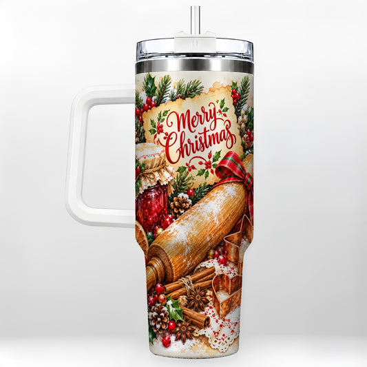 Christmas Baking 40oz Tumbler, Cookie Tumbler, Stainless Steel Travel Cup