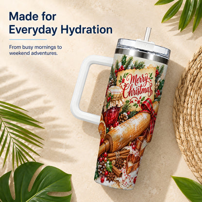 Christmas Baking 40oz Tumbler, Cookie Tumbler, Stainless Steel Travel Cup