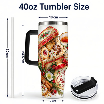 #pl[40oz|Black] Christmas Tea 40oz Tumbler, Cookie Tumbler, Stainless Steel Travel Cup