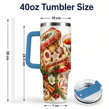 #pl[40oz|Blue] Christmas Tea 40oz Tumbler, Cookie Tumbler, Stainless Steel Travel Cup