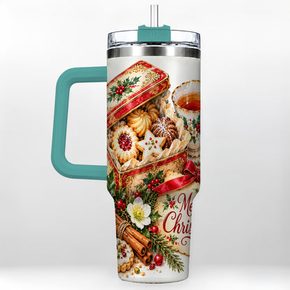 #pl[40oz|Green] Christmas Tea 40oz Tumbler, Cookie Tumbler, Stainless Steel Travel Cup